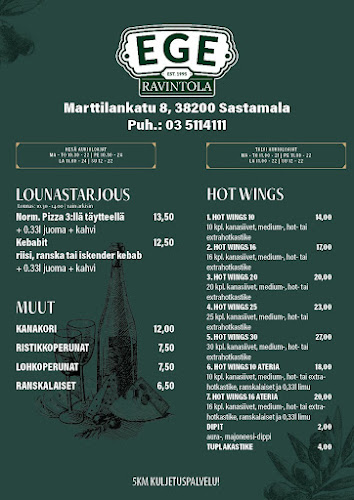 Opinii despre Sastamalan EGE Ravintola în Sastamala - Ravintola-ala