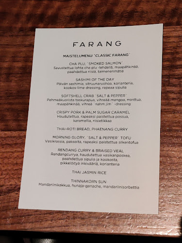Ravintola Farang - Ravintola-ala