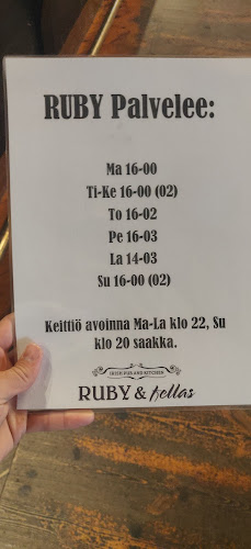 Opinii despre Ruby & Fellas - Irish Bar & Kitchen în Tampere - Ravintola-ala
