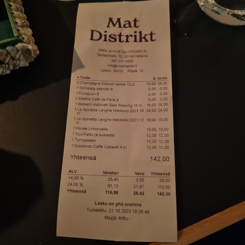 Ravintola Mat Distrikt Open Times