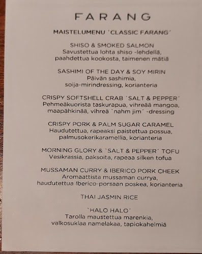 Reviews of Ravintola Farang in Helsinki - Ravintola-ala