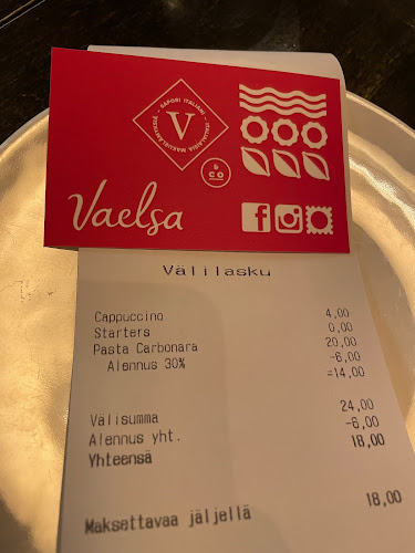 Comments and reviews of Ravintola Vaelsa Ristorante e Taverna