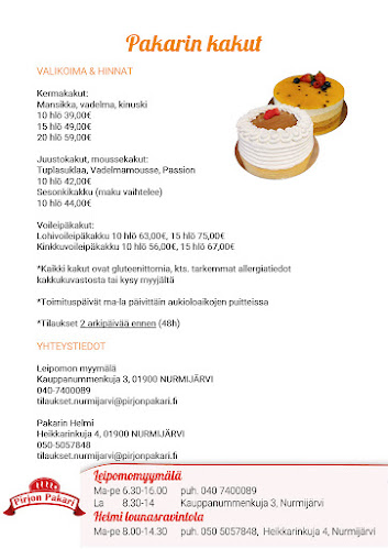 Pirjon Pakari Nurmijärvi Oy Open Times