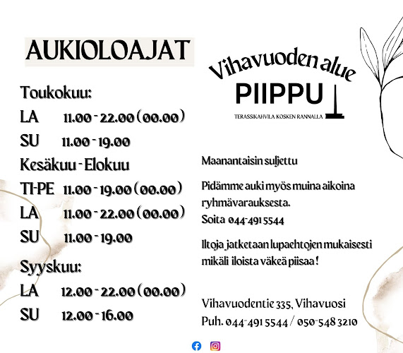 Piippu Terassikahvila, Vihavuosi - Hämeenlinna