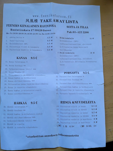 Opinii despre Kiinalainen Ravintola Feeniks în Forssa - Ravintola-ala